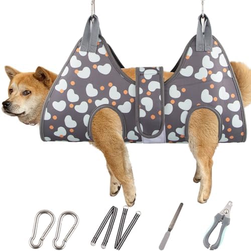 ATESON Dog Grooming Hammock with Nail Clippers/Nail Trimmers, Dog Grooming Harness for Nail Trimming, Pet Grooming Sling Helper for XL Large Dogs by ATESON