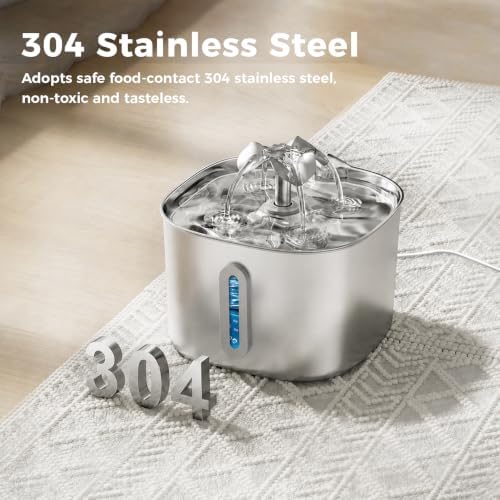 Cat Water Fountain, MOGOBABA Stainless Steel Cat Fountain 108oz/3.2L - Image 2