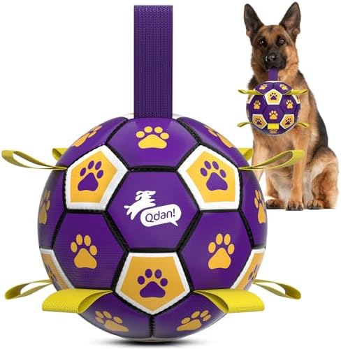 QDAN Extra Large Dog Toy Soccer Ball, Durable Dog Balls with Straps, 9 Inch by QDAN