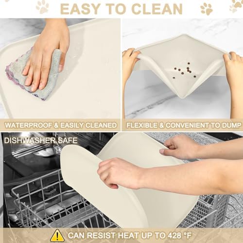 SMILOOL Waterproof Silicone Pet Food Mat with Raised Edge for Dog & Cat - Image 6