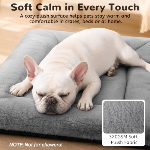Dog Crate Pad, Washable Cozy Dog Bed Mat for Large Dogs 42"x28", Gray - Image 3