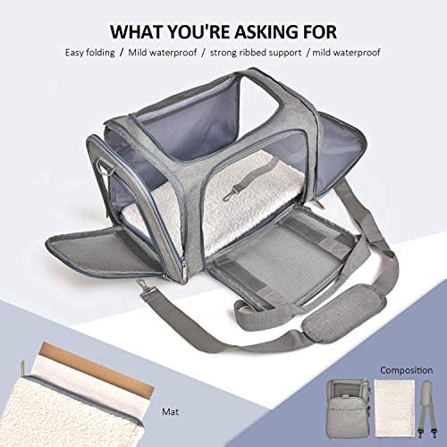 Henkelion Large Cat Carriers Dog Carrier Pet Carrier for Cats Dogs Puppies up to 25Lbs, Big Dog Carrier Soft Sided, Travel Puppy Carrier - Large - Grey - Image 2