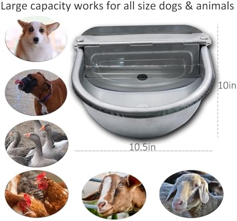 Automatic Dog Water Dispenser Large Size Dog Water Bowl Trough Stainless-Steel Outdoor Pet Waterer Feeder for Poultry, Goat, Small Livestock - Image 3