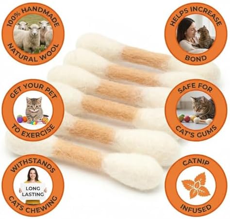 Glaciart One MINI Swabs Cat Toys with Catnip - 6 Pk | Durable for Chew, Cute Cat Toys Interactive Kitty for Boredom, Exercise, & Play | Filled w/Organic Catnip for Anxiety & as Digestive Aid - Image 3
