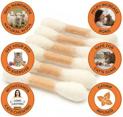 Glaciart One MINI Swabs Cat Toys with Catnip - 6 Pk | Durable for Chew, Cute Cat Toys Interactive Kitty for Boredom, Exercise, & Play | Filled w/Organic Catnip for Anxiety & as Digestive Aid - Image 3