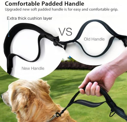 Uppetly Hands Free Dog Running Leash with Zipper Pouch, Dual Padded Handles, Elastic Bungees Retractable Rope for Large Dog, Adjustable Waist Belt, Reflective Stitches for Walking (Black, 25-120lb) - Image 5