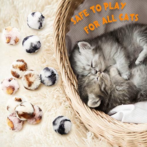 Weewooday 12 Pcs Large Fuzzy Cat Pom Pom Balls Plush Toys, Pink, Leopard - Image 6