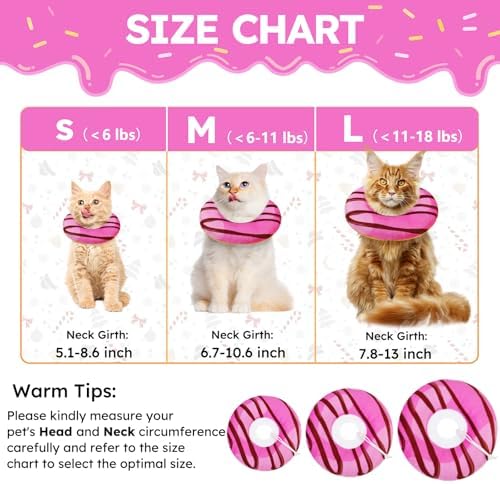 Hpetppy Cat Cone Collar Soft, Cat Recovery Collar for Wound Healing Cute Donut Adjustable Kitten Cones to Stop Licking Comfortable Lightweight Neck Elizabethan Collars for Kittens After Surgery - Image 2