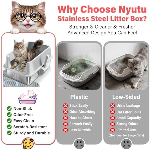 Stainless Steel Litter Box, Extra Large Metal Cat Litter Box for Big Cats - Image 5