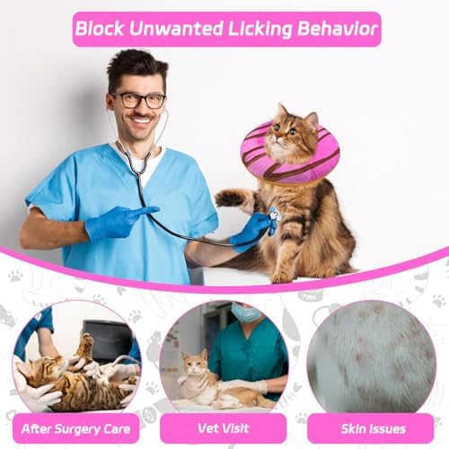Seyezo Cat Cone Collar Soft, Adjustable Cat Recovery Cone, Pink, Small - Image 6