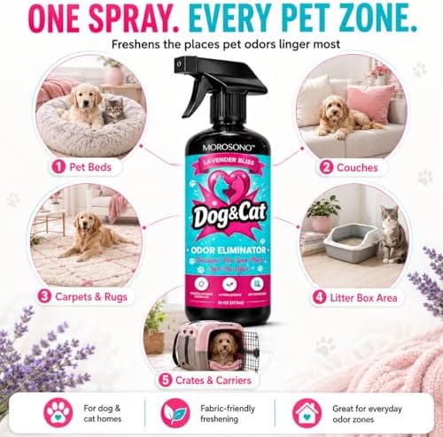 Pet Odor Eliminator Spray, Enzymatic Cleaner for Dog & Cat Urine, Carpet, Furniture & Litter Box, Lavender, 16 oz - Image 6