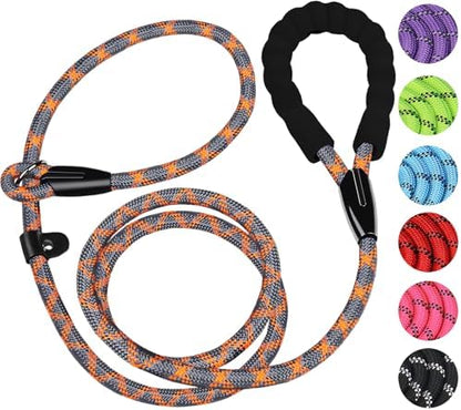 6 FT Heavy Duty Dog Leashes with Comfortable Padded Handle,Grey Orange by BOOEUDI