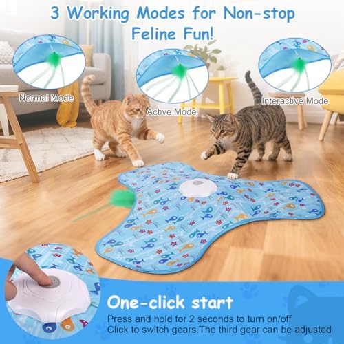 Interactive Cat Toys for Indoor Cats, Automatic Hide and Seek Cat Toy, Moving Concealed Feathers, Mouse Squeaky, Rechargeable Touch Activated Exercise Toys for Kitten Bored Adult Cats, 3 Modes - Image 4