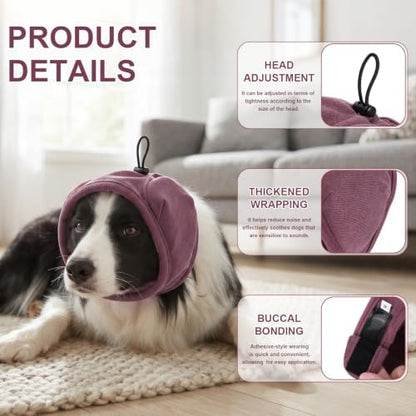 Quiet Ears for Dogs | Ear Muffs for Dog | Adjustable Ear Covers for Noise | No Shake Dog Head Wrap Dog Calming Hood for Thunder Fireworks Fabric and Thickened Soundproof Cotton(Marroon/11,M) - Image 2