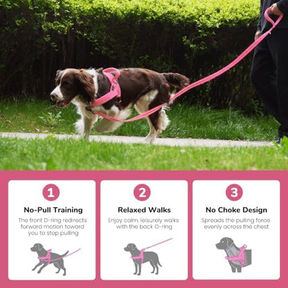 Didog No Pull Dog Harness for Medium Dogs, Soft Flannel Padded, Pink, M - Image 4