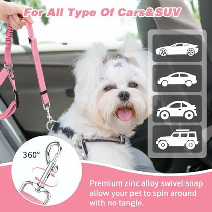 BWOGUE 2 Pack Dog Seat Belt for Car, Elastic Bungee Buffer Safety Seat Belt - Image 6