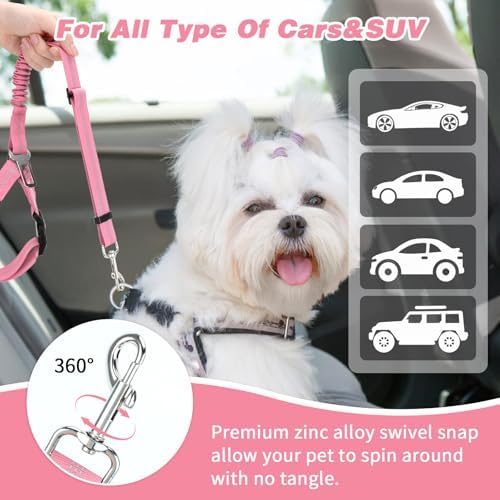 BWOGUE Dog Seat Belt for Car, Reflective Headrest Restraint Bungee Lead - Image 6