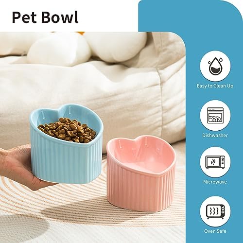 5.5" Blue Ceramic Raised Tilted Cat Food Bowl 1 Pack - Image 5