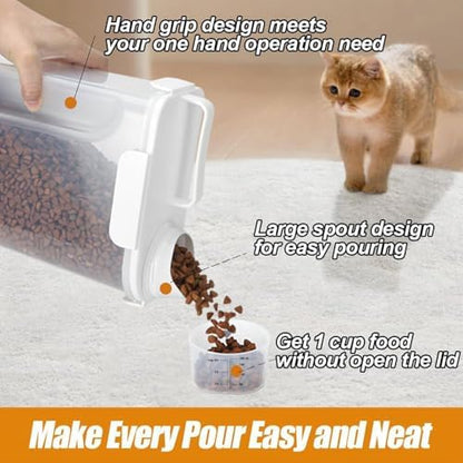 Dog Cat Food Storage Container with Cup (White, 5L) - Image 4