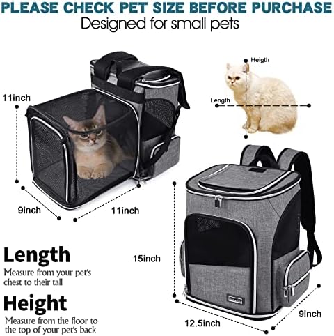 BAGLHER Expandable Pet Carrier Backpack，Pet Backpack for Small Cats Puppies Dogs Bunny, Airline-Approved Ventilate Backpack for Travel, Hiking and Outdoor Use. Grey - Image 6