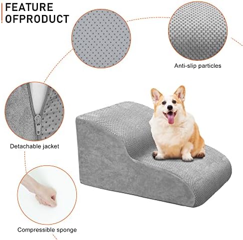 Dog Stairs for Small Dogs, High Density Foam Dog Ramp, Extra Wide Non-Slip Pet Steps for High Beds Or Couch, Soft Foam Doggie Ladder for Dogs Injured, Older Pets, Small Cats - Image 3