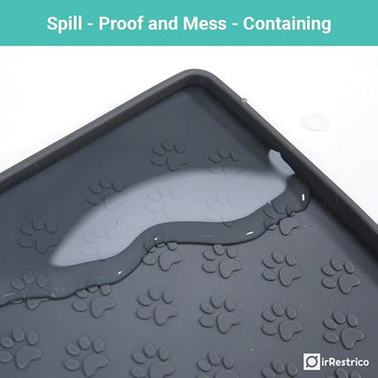 Pet Food Mat for Dogs and Cats 16"x24", Non-Slip Waterproof Silicone Feeding Mat for Food and Water Bowls, Easy-to-Clean(Grey)