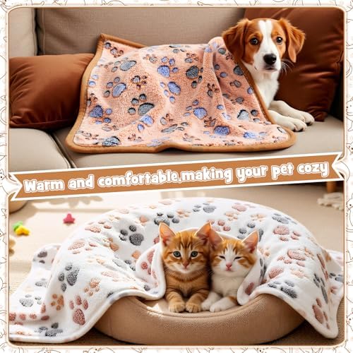Tegeme 12 Pcs Puppy Blanket for Cat, 30 x 20 Inch, Pink,Beige,Camel - Image 6