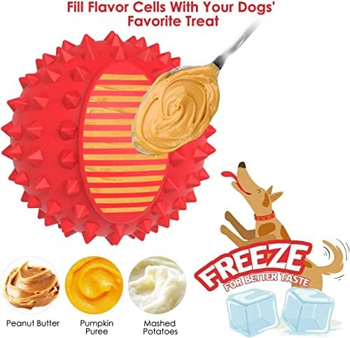 petizer 3" Squeaky Dog Balls for Aggressive Chewers, Durable Interactive Spiky Ball for Teething, Indestructible Rubber Dog Chew Toys, Tough Pet Toys for Small, Medium & Large Breeds, Red - Image 4