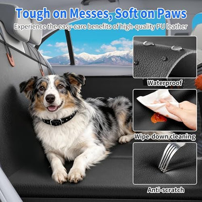 Back Seat Extender for Dogs, Heavy-Duty Hard Bottom Backseat Cover, Car Hammock for Dogs & Pets, Upgraded PU Leather - Waterproof & Anti-slip & Anti-scratch & Wipe-down Cleaning for Cars & SUVs - Image 4