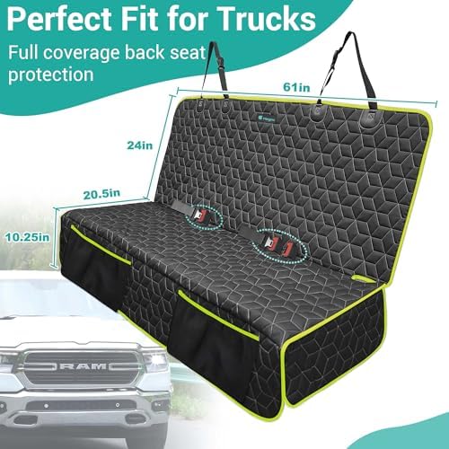 Dog Car Seat Covers for Ford f150/Ram1500/Nissan Frontier/Toyota Tacoma/GMC Canyon/Silverado, Waterproof Pet Back Seat Cover for Trucks, Scratchproof Nonslip Durable Rear Seat Cover for Dogs(Green) - Image 3