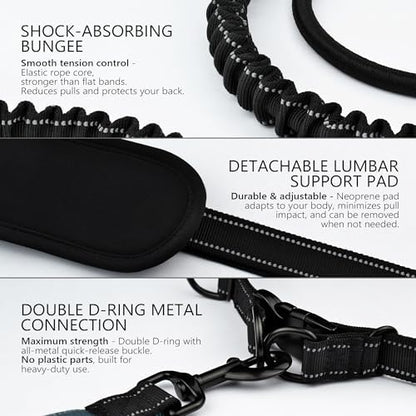 Waist Leash for Dog Walking, Waist Dog Leash for Running, Hands Free with Metal Quick-Release Buckle, Rope Bungee, Neoprene Lumbar Support - Image 4