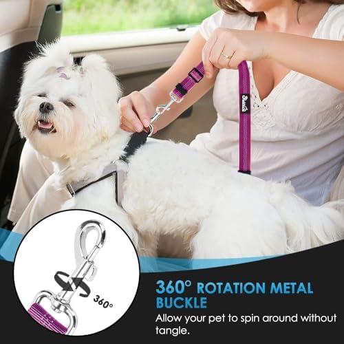 SlowTon Dog Seat Belt for Car, 2 Pack Dog Car Harness Seatbelt with Bungee - Image 4