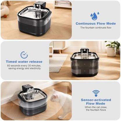 Wireless Cat Water Fountain, 3.2L Automatic Pet Drinking Fountain, Ultra Quiet Pump, BPA-Free Material, Triple Filtration System, Cordless Cat Water Dispenser Black for Cats & Small Dogs - Image 4