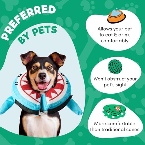 BENCMATE Inflatable Dog Cone Collar Alternative After Surgery Medium, Shark - Image 3