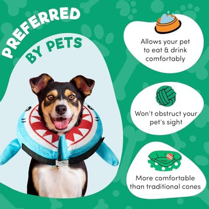 BENCMATE Inflatable Dog Cone Collar Alternative After Surgery Medium, Shark - Image 3