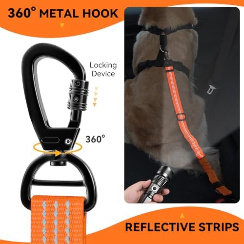 Pawaboo 2Pack Dog Car Seatbelt, 3-in-1 Dog Tether with Buckle & Hook Latch - Image 2