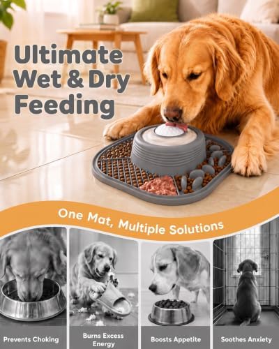 Dog Lick Bowl and Lick Mat with Rolling Ball & Slow Feeder, Spatula, Brush - Image 5