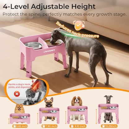 URPOWER Mess Proof Elevated Dog Bowls, Splash Guard Raised Bowl Stand - Image 3