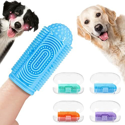 Dog Toothbrush Finger Toothbrush Dogs Tooth Brushing Kit 4Pack Dogs Finger Toothbrushes for Dog Teeth Cleaning& Dental Care Doges Tooth Brush Pet Toothbrush by YUEYUEJIA