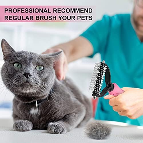 Undercoat Rake for Dogs, whoobell 2 Side Undercoat Brush for Deshedding and Dematting for Dog Cat Rabbit, Professional Pet Grooming HairTools, Removes Loose Undercoat and Nasty Shedding - Image 4