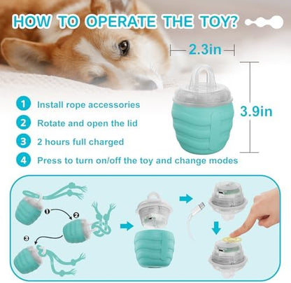 Interactive Dog Toy, [Newly Upgraded] Motion Activated Rolling Squeaky Ball for Medium/Large Dogs, Automatic Moving Dogs Ball for Boredom, USB Rechargeable(Cyan) - Image 5