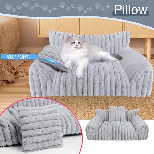 Dog Beds for Small Dogs, Cat Dog Couch Bed for Indoor Cats, Dog Sofa,M,Grey - Image 2