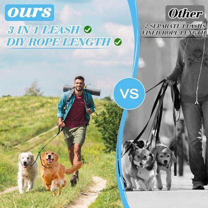 Dog Double Leashes,4-Dog Rope Bungee Four Leash - Tangle-Free Design with Padded Handle, 360° Swivel Control & Removable Feature for Walking Multiple Dogs - Image 6