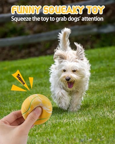SCHITEC Dog Squeaky Toy Balls, Interactive Tennis Ball for Puppies Small Pet Medium Breed Dogs, Latex Rubber Puppy Fetch Play Toys - Image 2