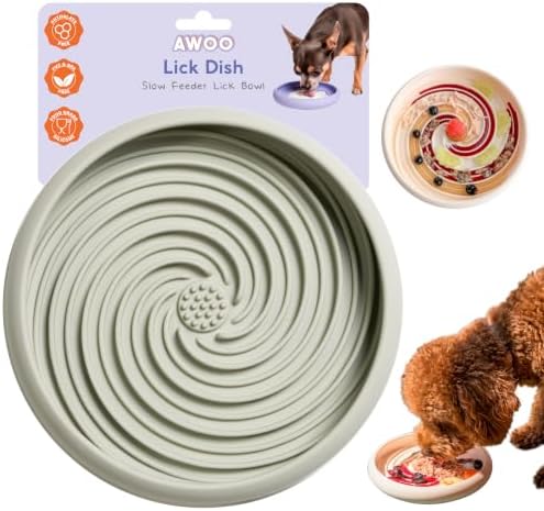 Large Lick Dish - Silicone Lick Mat + Slow Feeder for Cats & Dogs (Sage) by AwooPetEssentials