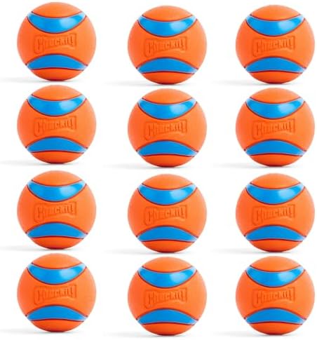 Chuckit! Ultra Ball Dog Toy - Medium Bouncy Fetch Balls for Dogs 20-60 lbs - Made from Durable Rubber - Floating Water Pet Toys - Size Medium - 2.5-inch Diameter - Pack of 12 by Chuckit