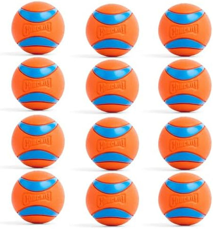 Chuckit! Ultra Ball Dog Toy - Medium Bouncy Fetch Balls for Dogs 20-60 lbs - Made from Durable Rubber - Floating Water Pet Toys - Size Medium - 2.5-inch Diameter - Pack of 12 by Chuckit