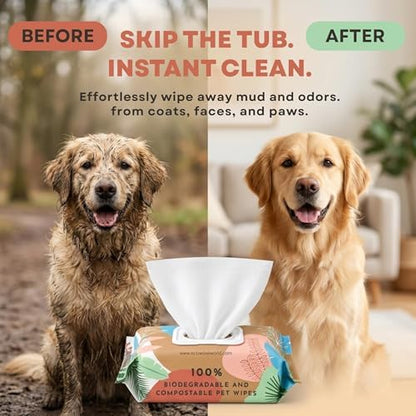 Eco Wave Dog & Cat Grooming Wipes, Unscented, Hypoallergenic, Compostable - Image 6
