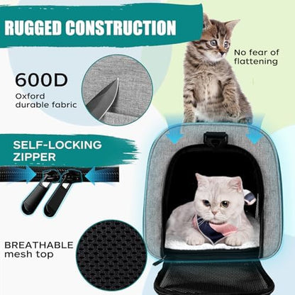 Top tasta Dog Cat Carrier Pet Carriers for Small Medium Large Cats Dogs Carrier Soft Sided Small Puppy Dog Carrier Portable Foldable Airline Approved Dog Cat Travel Carrier Grey Black M - Image 3
