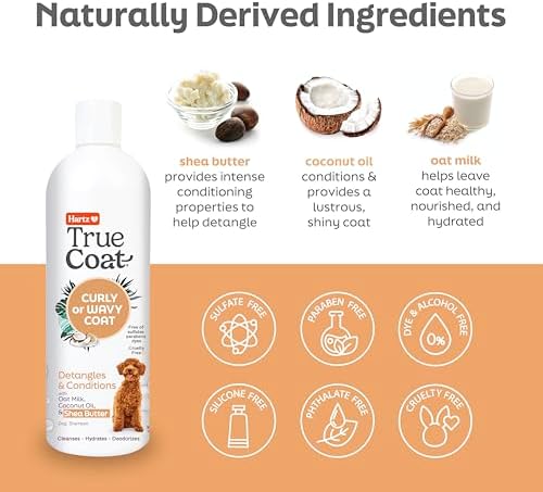 True Coat Curly or Wavy Dog Shampoo, 5 in 1 Detangles & Conditions with Oat Milk, Coconut Oil & Shea Butter, 16 oz - Image 4